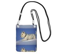 LfearTesa Petit sac à bandoulière pour téléphone portable, portefeuille, sac à main, sac à bandoulière, Westie Winter, West Highland White Terrier,Noir