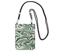 LfearTesa Petit sac à bandoulière pour téléphone portable, portefeuille, sac à main, sac à bandoulière, esthétique des années 70, tourbillon ondulé, mignon, vert sauge,Noir