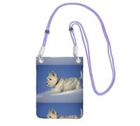 LfearTesa Petit sac à bandoulière pour téléphone portable, portefeuille, sac à main, sac à bandoulière, Westie Winter, West Highland White Terrier,Violet