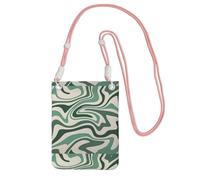 LfearTesa Petit sac à bandoulière pour téléphone portable, portefeuille, sac à main, sac à bandoulière, esthétique des années 70, tourbillon ondulé, mignon, vert sauge,Rose