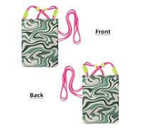 LfearTesa Petit sac à bandoulière pour téléphone portable, portefeuille, sac à main, sac à bandoulière, esthétique des années 70, tourbillon ondulé, mignon, vert sauge,Fuchsia