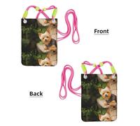 LfearTesa Petit sac à bandoulière pour téléphone portable, portefeuille, sac à main, sac à bandoulière, Yorkshire Terrier, bokeh, chiens mignons, mur,Fuchsia