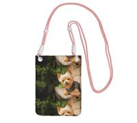 LfearTesa Petit sac à bandoulière pour téléphone portable, portefeuille, sac à main, sac à bandoulière, Yorkshire Terrier, bokeh, chiens mignons, mur,Rose
