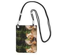LfearTesa Petit sac à bandoulière pour téléphone portable, portefeuille, sac à main, sac à bandoulière, Yorkshire Terrier, bokeh, chiens mignons, mur,Noir