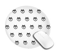 LfearTesa Tapis de Souris Rond 20 cm (8 Pouces) avec Motif tête de Husky, imperméable et antidérapant grâce à sa Base en Caoutchouc.
