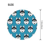 LfearTesa Tapis de Souris Rond de 20 cm (8 Pouces) avec Motif de tête de Husky, imperméable et antidérapant grâce à sa Base en Caoutchouc.