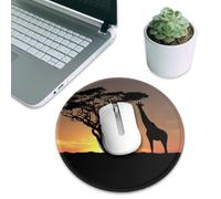 LfearTesa Tapis de Souris Rond de 20 cm avec Fond d'écran Girafe, imperméable et antidérapant grâce à sa Base en Caoutchouc.