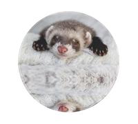 LfearTesa Tapis de Souris Rond de 20 cm avec Un Adorable Furet Qui dort, imperméable et antidérapant, avec Base en Caoutchouc.