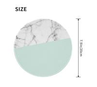 LfearTesa Tapis de Souris Rond de 20 cm en marbre Blanc véritable, Demi-Vert Menthe Pastel, imperméable et antidérapant grâce à sa Base en Caoutchouc.