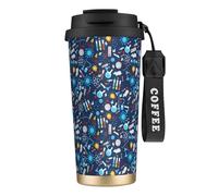 LfearTesa Tasse de voyage écologique en acier inoxydable 316, avec cordon, motif chimie, idéale pour le bureau ou la voiture,Noir