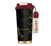 LfearTesa Tasse de voyage écologique en acier inoxydable 316, avec cordon, pour bureau, voiture, noir, or, NB,Rouge