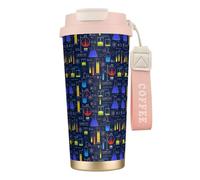 LfearTesa Tasse de voyage écologique en acier inoxydable 316, tasse à café murale avec cordon, expérience de chimie,Rose