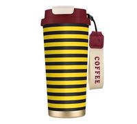 LfearTesa Tasse de voyage écologique en acier inoxydable 316, tasse à café murale avec cordon, motif abeille noire et jaune,Rouge
