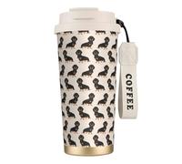 LfearTesa Tasse de voyage écologique en acier inoxydable 316, tasse à café murale avec cordon, motif chien saucisse,Blanc