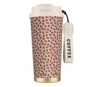 LfearTesa Tasse de voyage écologique en acier inoxydable 316, tasse à café murale avec cordon, motif plante carnivore en pot,Blanc