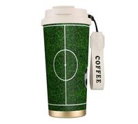 LfearTesa Tasse de voyage écologique en acier inoxydable 316, tasse à café murale avec cordon, motif terrain de football 3D,Blanc