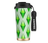 LfearTesa Tasse de voyage écologique en acier inoxydable 316, tasse à café murale avec cordon, The Sims Plumbob,Noir