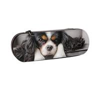 LfearTesa Trousse à Crayons Rigide en Cuir, Organiseur de Papeterie, Trousse à Crayons et Trousse de Maquillage, Motif Chien Cavalier King Charles Spaniel