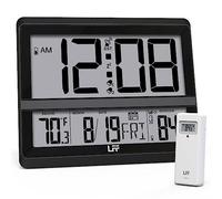 LFF Horloge Atomique à Grand écran, Horloge Murale numérique avec température intérieure et extérieure, capteur extérieur sans Fil, réveil de Bureau numérique à Piles pour Chambre à Coucher, Facile à