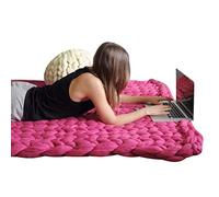 lffopt Plaid Tricot Grosse Maille Pelote Laine Grosse Maille Tricoté Jette pour Lits Chunky tricoté Couverture Tricoté Jeter Couverture Tricot Jeter 100X150,Rose Red