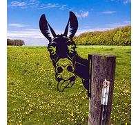 LFFY Art en métal représentant un animal curieux - Décoration de jardin vache à la ferme pour extérieur, jardin, terrasse, pelouse, clôture (# 3 Âne), about 30cm on the longest side