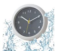 LFGKeng Horloge Murale étanche pour Salle de Bain - Analogique - 16 cm - Ventouse - Moderne et silencieuse - pour Salon et Cuisine - Gris