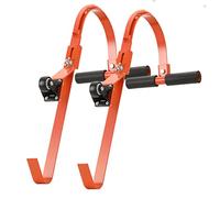 Lfhelper Lot de 2 crochets d'échelle de toit, accessoires d'échelle, rallonge universelle, stabilisateur d'échelle en acier pour toit, avec roues fixes et poignée en caoutchouc en T