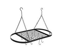 Lfhelper Support ovale en fer forgé pour casseroles et poêles pour cuisine, support de casseroles suspendues, support de casserole de plafond avec 10 crochets mobiles