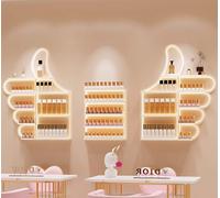 LFHWHKJ Étagère murale en métal for vernis à ongles avec lumière LED, présentoir suspendu à 5 niveaux for organisateur de cosmétiques, supports de rangement de parfum de rouge à lèvres, étagère murale