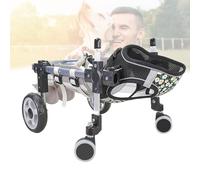 LFHWHKJ Fauteuil roulant 2/4 roues for chien, chariot léger et réglable avec aide à la marche for les membres postérieurs, déambulateur assisté for chien handicapé, support for pattes et hanches(Black