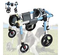 LFHWHKJ Fauteuil roulant 4 roues for chiens, chariot réglable avec aide à la marche et à la mobilité, attelle légère for pattes et hanches for chiens de petite, moyenne et grande taille.(Blue,XL)