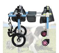 LFHWHKJ Fauteuil roulant 4 roues for chiens, chariot réglable avec aide à la marche et à la mobilité, attelle légère for pattes et hanches for chiens de petite, moyenne et grande taille.(Blue,S)