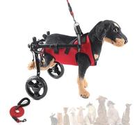 LFHWHKJ Fauteuil roulant for chien, petit chariot réglable avec corde de traction, aide à la mobilité for les pattes arrières et les hanches des animaux de compagnie.(Red,S)