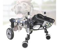 LFHWHKJ Fauteuil roulant réglable for chiens, déambulateur for chiens handicapés, chariot léger à 2 ou 4 roues, aide à la mobilité for les pattes arrières des animaux(Black(b),S)