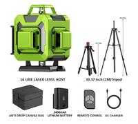 Lfine Laser Niveau 4D 16 Lignes avec Trépied de 39,37 pouces (1M) Horizontal Vertical Vert 360 ° Laser Nivel professionnel auto-nivelant - Type 39.37 Inch Tripod