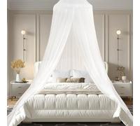 Lfish Moustiquaire de lit,Grand Dôme Polyester,Lit D'installation Rapide et Facile, Peut être utilisé pour décorer la pièce éviter Les Insectes(Blanc), L-XXL, (Moskitonetze-AC)