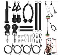 LFJ Cable Poulie Musculation Tirage LAT Pulldown Machine Systeme Kit Corde Poulie Haute Triceps Entraînement en Force des Bras (Ensemble avec Poulie à Fixer sur Rack)