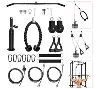 LFJ Poulie Musculation, Machine de Musculation Triceps Matériel de Sport Cable Poulie de Levage Systeme Kit Corde Poulie Haute (Ensemble avec Barre tirage Musculation)