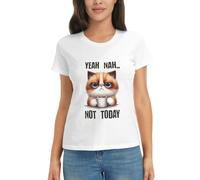 LFKVYZLC T-shirt humoristique pour femme avec citations sarcastiques « Not Today » - Design graphique - Chemises décontractées, blanc, L