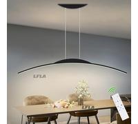 LFLA Dimmable LED Pendentif Lampe De Table À Manger Lampe Suspendue Design Arc Moderne Avec Télécommande Luminaire Suspendu Hauteur Réglable Lustre pour Cuisine Bureau Salle À Manger (Noir, L150cm)
