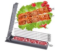 Lflwacy Presse à kebab avec 5 brochettes en acier inoxydable - Moule manuel pour kebab - Forme votre kebab Kofta comme un chef traditionnel fait à la main, kebab turc, brochettes de barbecue