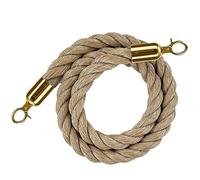 LFONDIGE Corde de Chanvre tressée pour poteaux de Guidage, barrière de sécurité avec mousquetons polis, Corde de Gestion des Files d'attente, 1 Paquet (B-Gold, 1,5 m/5 pi)
