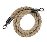 LFONDIGE Corde de Chanvre tressée pour poteaux de sécurité, barrière de File d'attente avec mousquetons polis, Corde de barrière de File d'attente pour Le contrôle des foules, 1 Paquet (Noir, 2,2 m/7