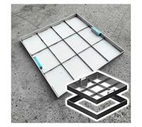 LFONDIGE Couvercle de Regard en Acier Inoxydable 304 avec poignée rétractable - Couvercle de Bassin d'eaux usées carré, Couvercle de Fosse septique encastré, accès Durable pour allée (25,6 x 33,5 po