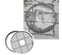 LFONDIGE Couvercle et Cadre de Regard d'égout en Acier Inoxydable avec Trou Central de 10 cm, Barre transversale renforcée, Hauteur de 5 cm, Crochets Inclus, Solution de Drainage Durable, diamètre de