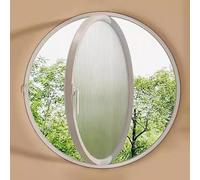 LFONDIGE Fenêtre Ronde encastrée pour abri de Jardin, hublot pivotant à 360° avec poignées, fenêtres en Verre trempé ventilées rotatives pour Salle de Bain et Cuisine, Blanc 1,65 cm/25,5 po