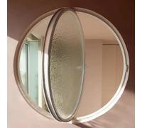 LFONDIGE Fenêtre Ronde encastrée pour abri de Jardin, hublot Rotatif à 360° avec poignées, fenêtres en Verre trempé ventilées rotatives pour Salle de Bain et Cuisine, Blanc 2,30 cm/11,8 po