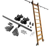 LFONDIGE Kit de Rail pour échelle de bibliothèque Mobile, système de Rails télescopiques coulissants (échelles Non incluses), roulettes de Sol en Acier au Carbone, Installation Facile (Rail de 100 cm