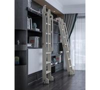 LFONDIGE Kit de Rails en S Robustes pour échelle de bibliothèque roulante, Comprenant des roulettes et Un système de Fixation. Rail Tubulaire Rond en Acier pour Une Utilisation Mobile dans Une biblio