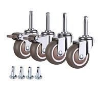 LFONDIGE Lot de 4 roulettes pivotantes pour Meubles avec Frein, roulettes en Caoutchouc, roulettes pivotantes en métal, avec Tige filetée M8 x 38 mm et Douille, pour Petits appareils et Petits Meuble